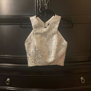 Line & Dot Off White & Silver Metallic Cropped Top USED ONLY ONCE